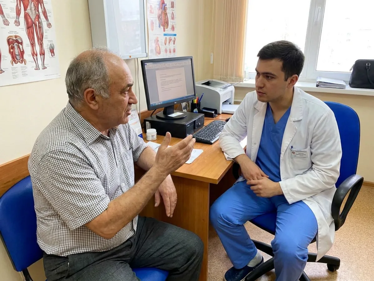 Man talking with his doctor in an office
